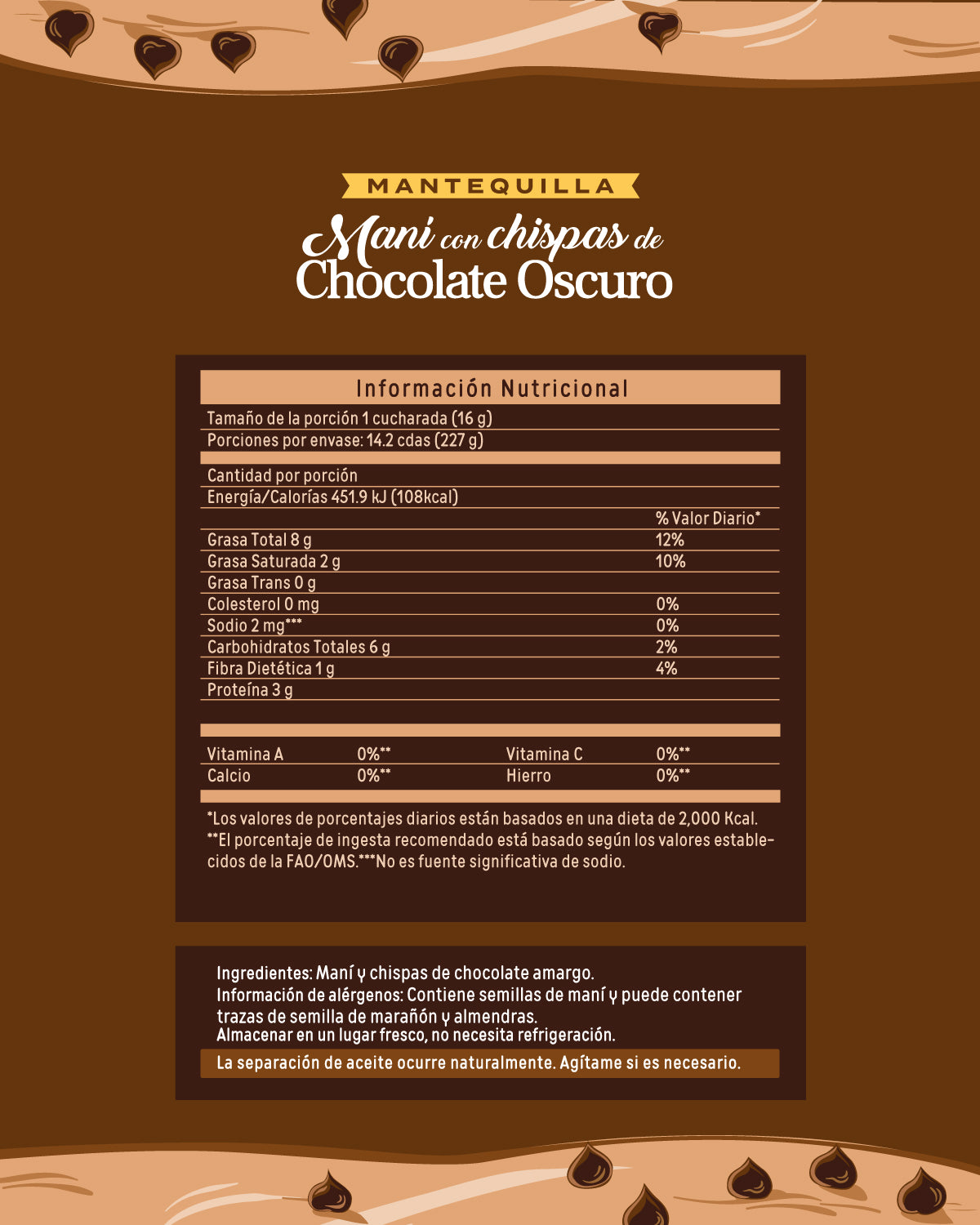 Mantequilla de Maní con Chispas de Chocolate