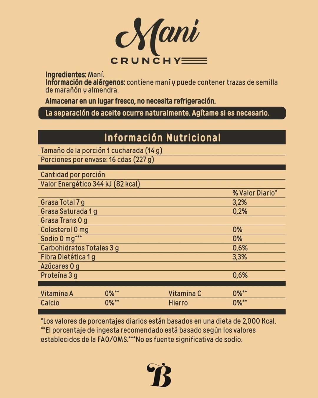 Mantequilla de Maní Crunchy Tarro